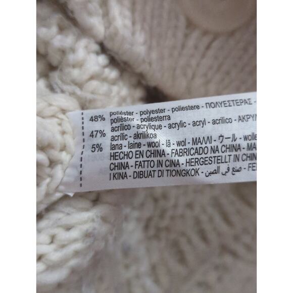 Zara Wool Blend Chunky Cream Button Down Oversized Cozy Cardigan Women's Medium - Picture 7 of 8